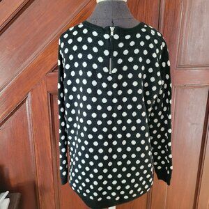 H&M Black & White Polka Dot Sweater With Back Zipper Wool Blend